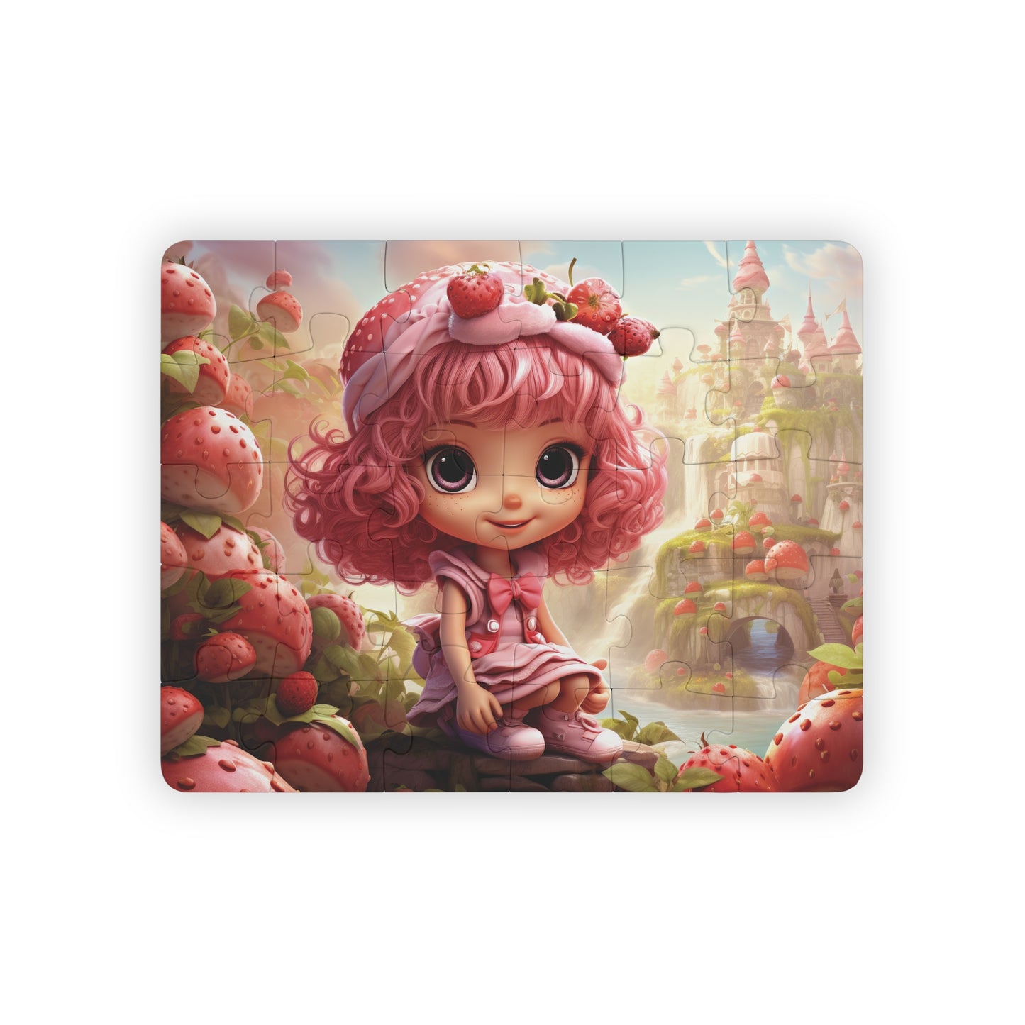 strawberry girl wonderland, toddler jigsaw puzzle, 30 pc, large piece puzzle