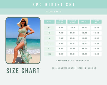 3pc bikini size chart