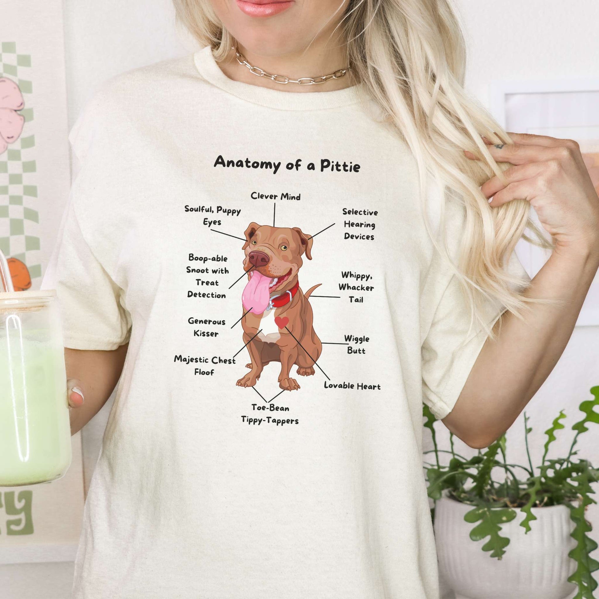 anatomy of a pittie unisex shirt, mens  apaprel, womens apparel, natural