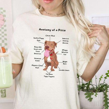 anatomy of a pittie unisex shirt, mens  apaprel, womens apparel, natural