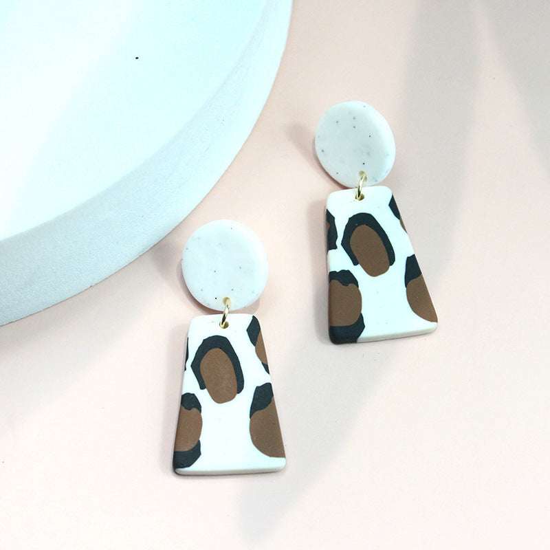 animal print earrings, metal, clay, womens jewelry