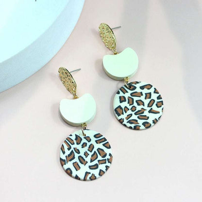 animal print earrings, metal, clay, womens jewelry