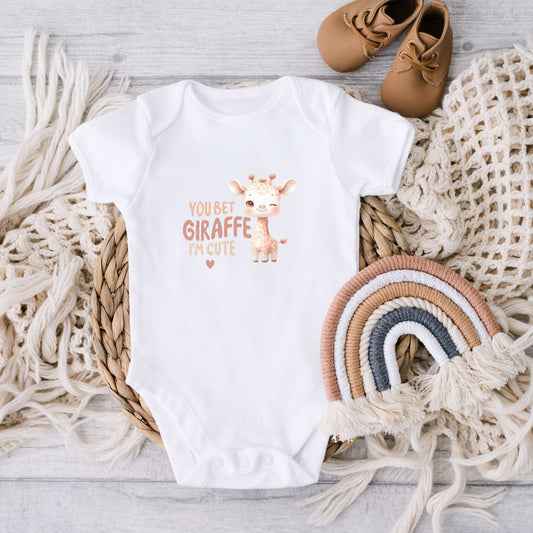 You Bet Giraffe I'm Cute, boho baby, infant bodysuit, onesie,