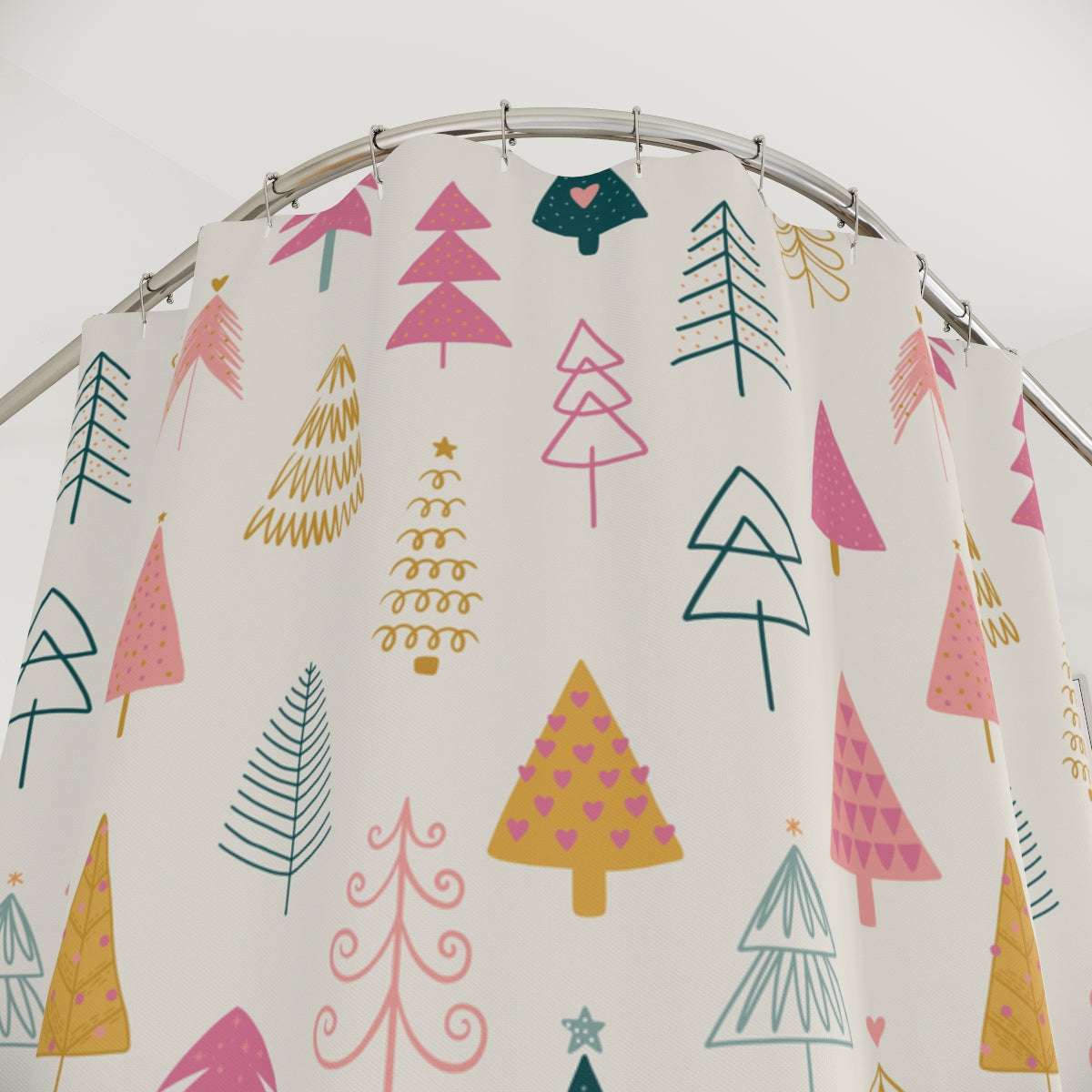 boho christmas tree, shower curtain, 71'x74", bathroom decor, home decor