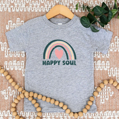 Boho Happy Soul Rainbow, toddler tee, girls tshirt, athletic heather