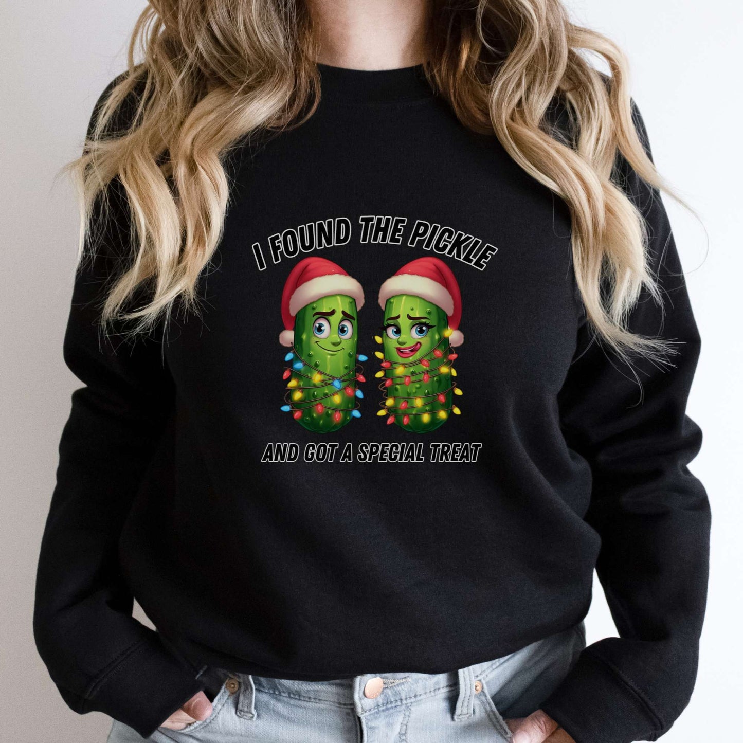 i found the pickle and got a special treat, couples outfits, black, womens sweatshirt, christmas