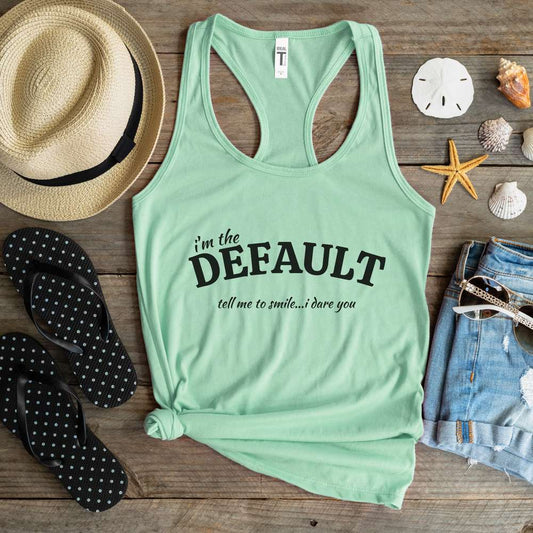 default parent, tell me to smile i dare you, women's clothing, racerback tank top, mint