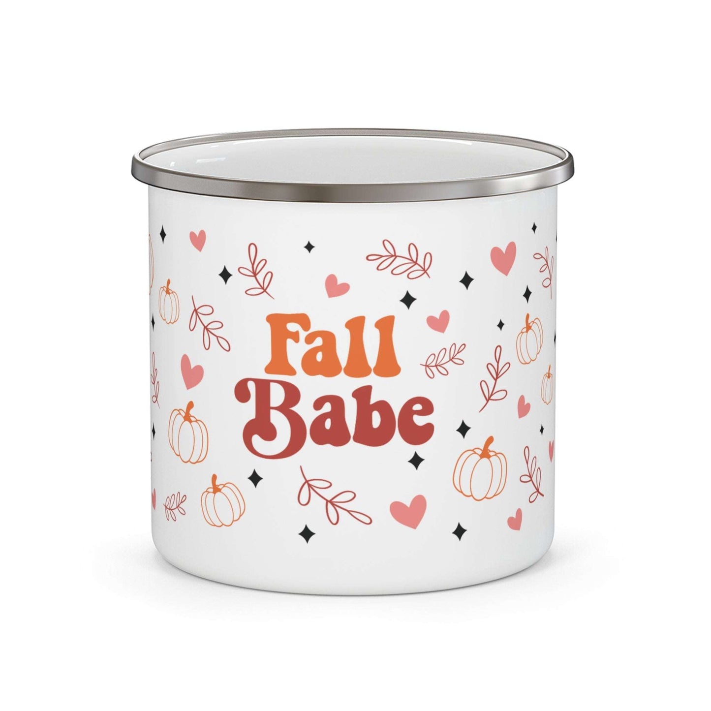 fall babe, enamel camping mug, 12 oz, holiday drinkware