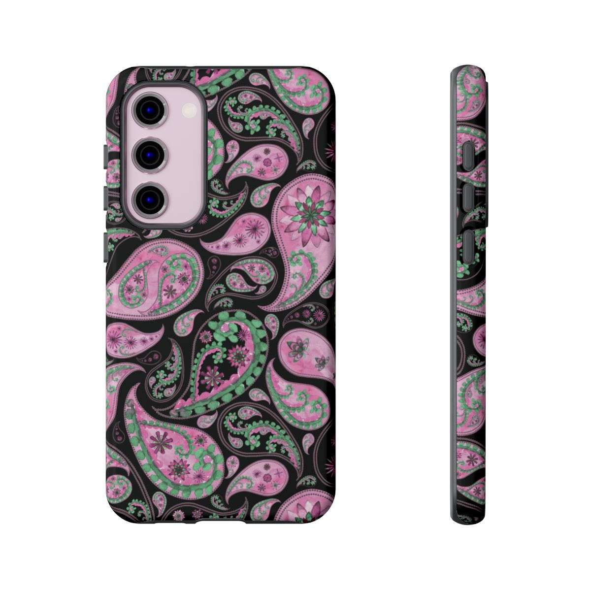 paisley pink cell phone case, tough case, cell phone accessories, samsung galaxy s23 plus