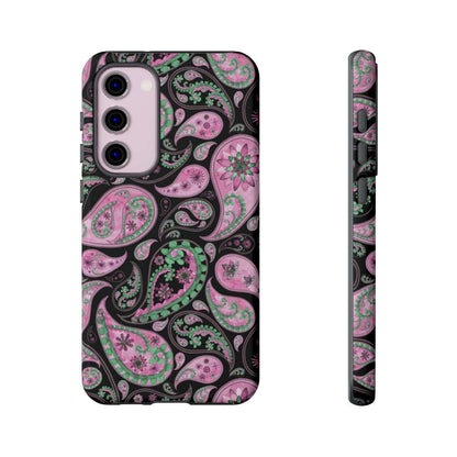 paisley pink cell phone case, tough case, cell phone accessories, samsung galaxy s23 plus