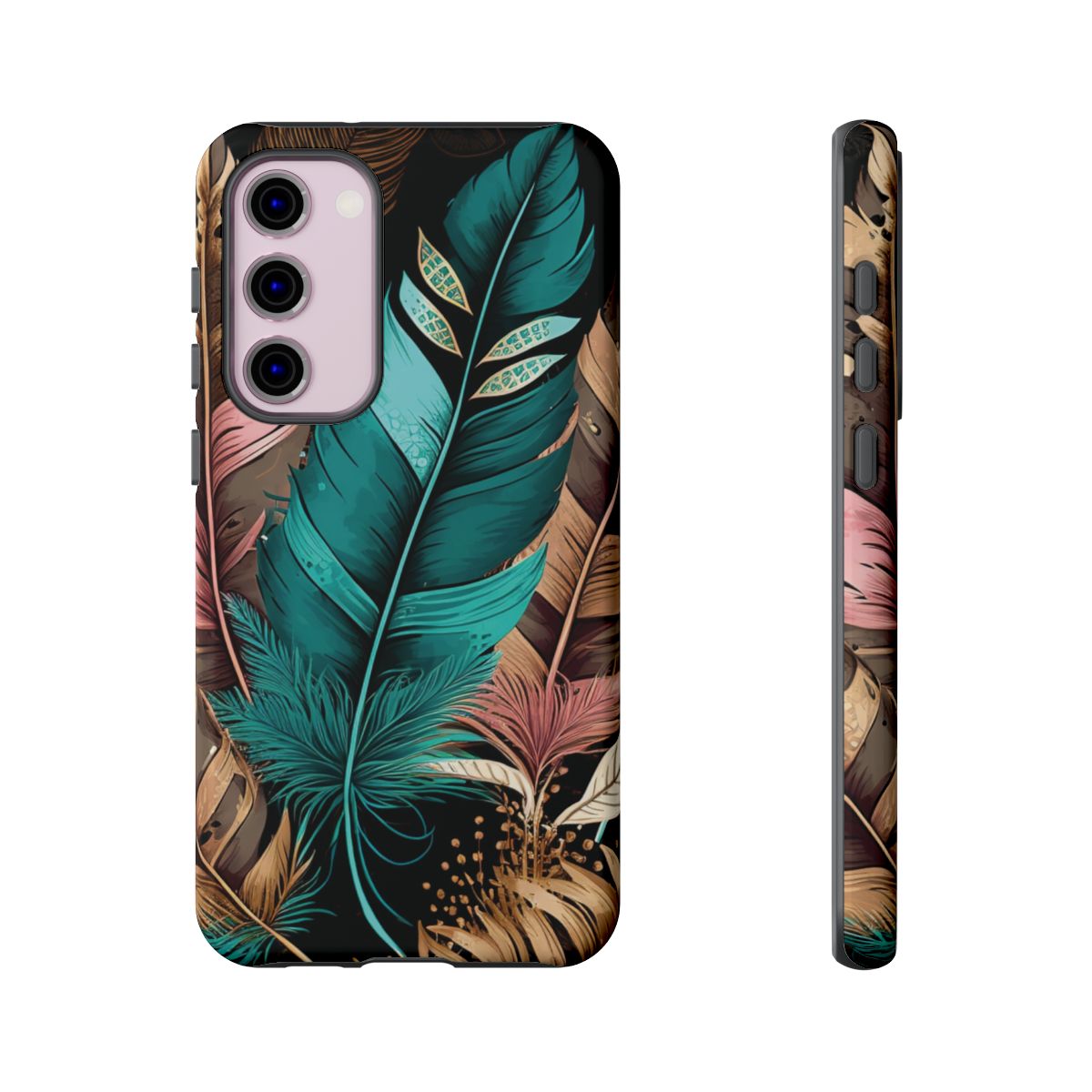 feather dreams cell phone case, boho feather, green feather, tech accessories,  galaxy s23 plus