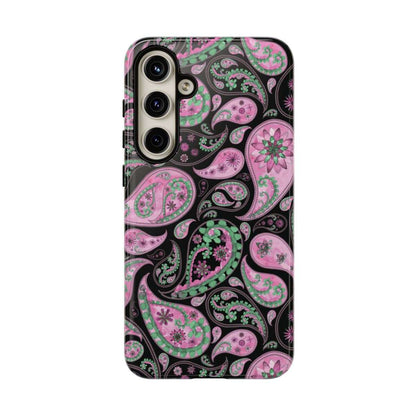 paisley pink cell phone case, tough case, cell phone accessories, samsung galaxy s24 plus