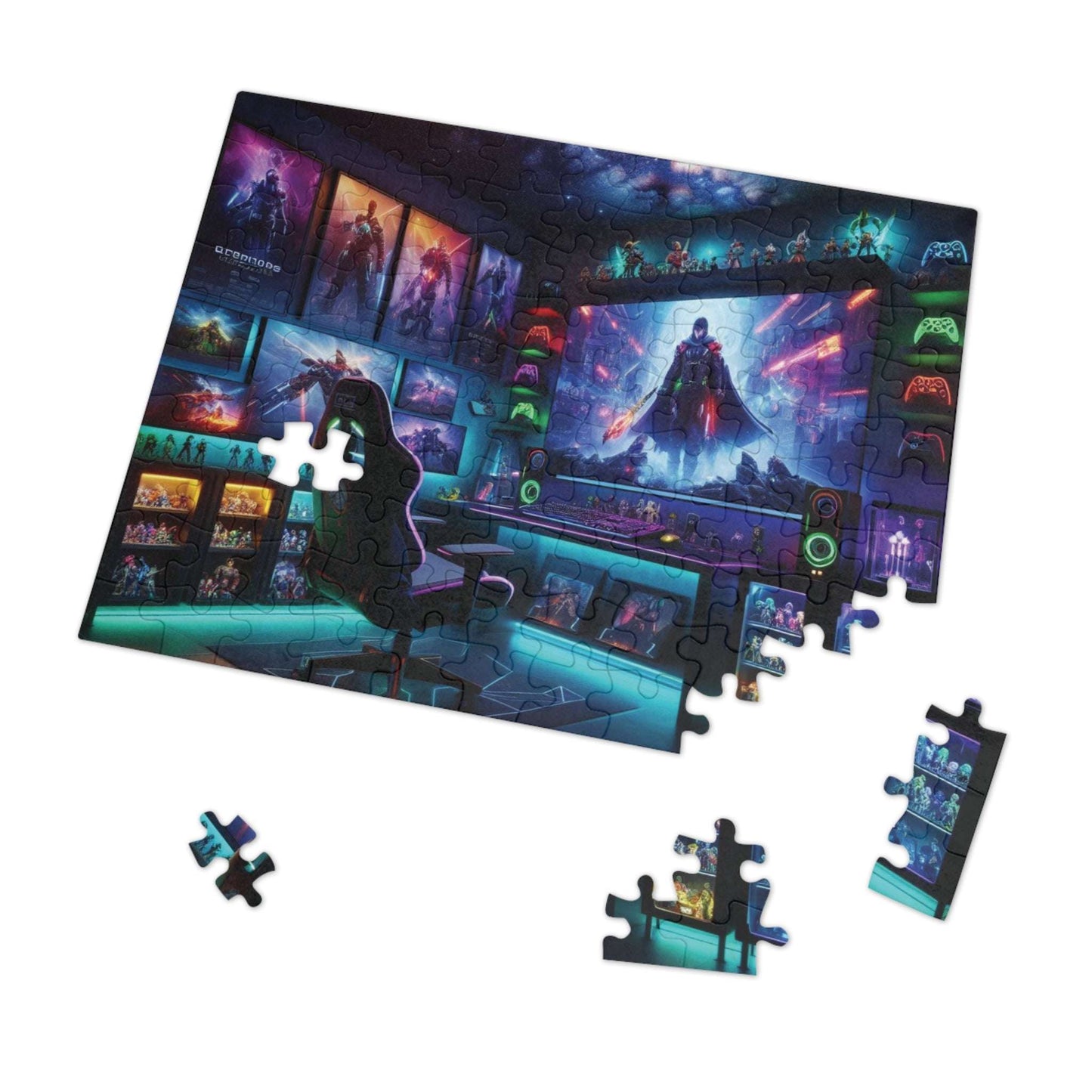 gamers paradise jigsaw puzzle, gamers room, high tech, futuristic, 110 piece