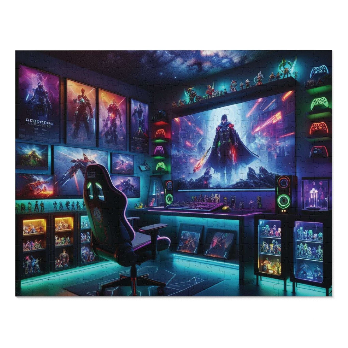 gamers paradise jigsaw puzzle, gamers room, high tech, futuristic, 252 piece