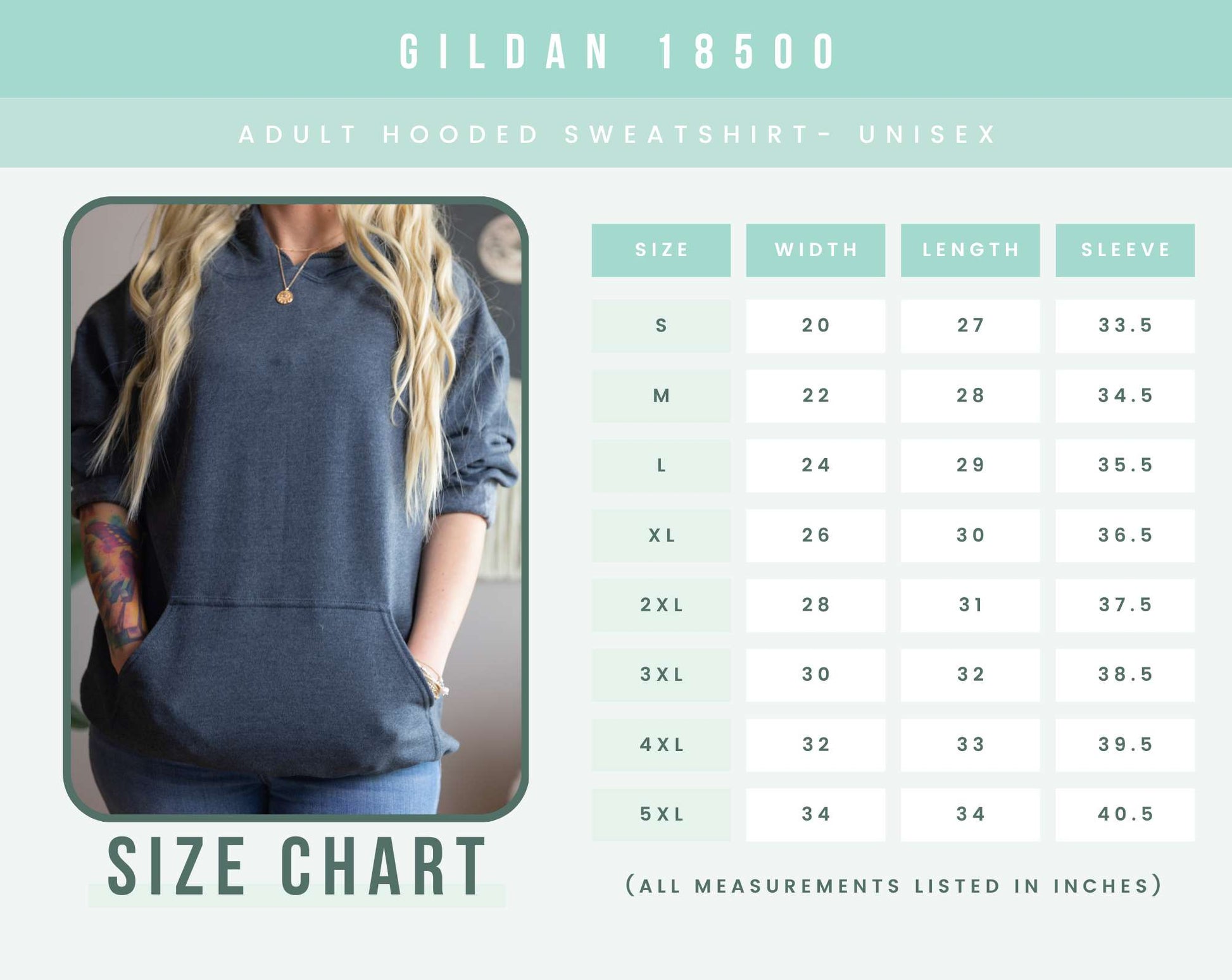 gildan hoodie unisex size chart