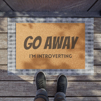 go away i'm introverting, doomat, indoor mat, outdoor mat, coir mat, eco-friendly, gift, housewarming,