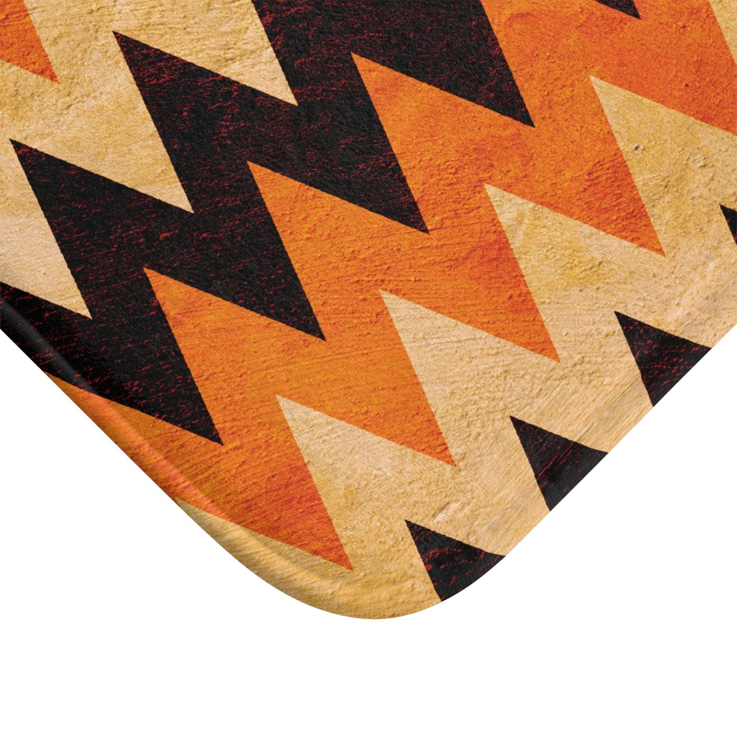 happy halloween bathmat, zigzag design, halloween decor, bathroom, orange and black 24x17"