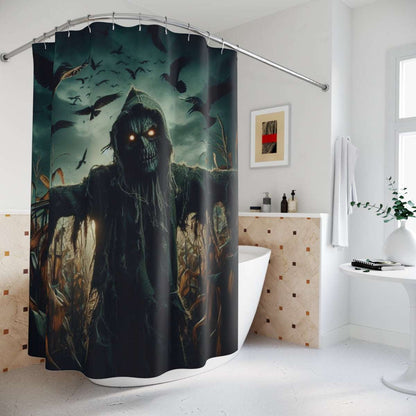 haunted harvest eerie scarecrow shower curtain halloween decor 71 by 74