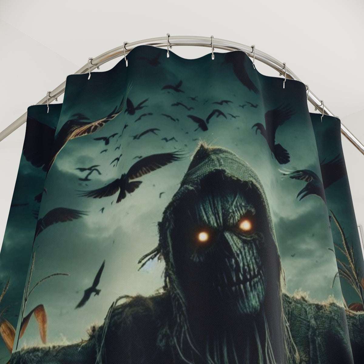 haunted harvest eerie scarecrow shower curtain halloween decor 71 by 74