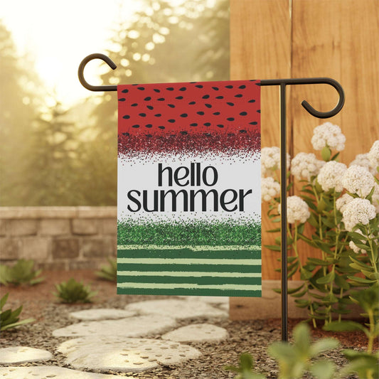 hello summer, watermelon garden flag, 12"x18", outdoor decor