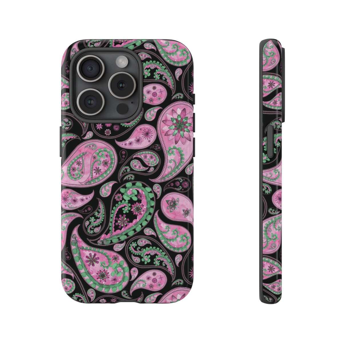 paisley pink cell phone case, tough case, cell phone accessories, iphone15 pro