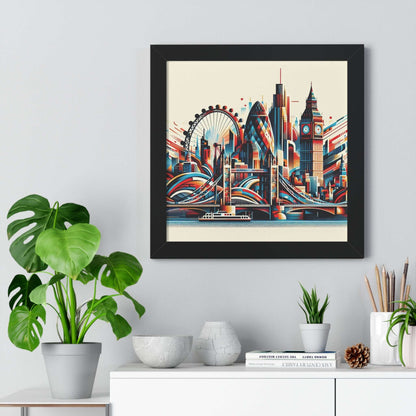 london, abstract art, framed poster, art print, travel, city skyline, housewarming, gift, birthday, christmas, home decor, wall art, black frame