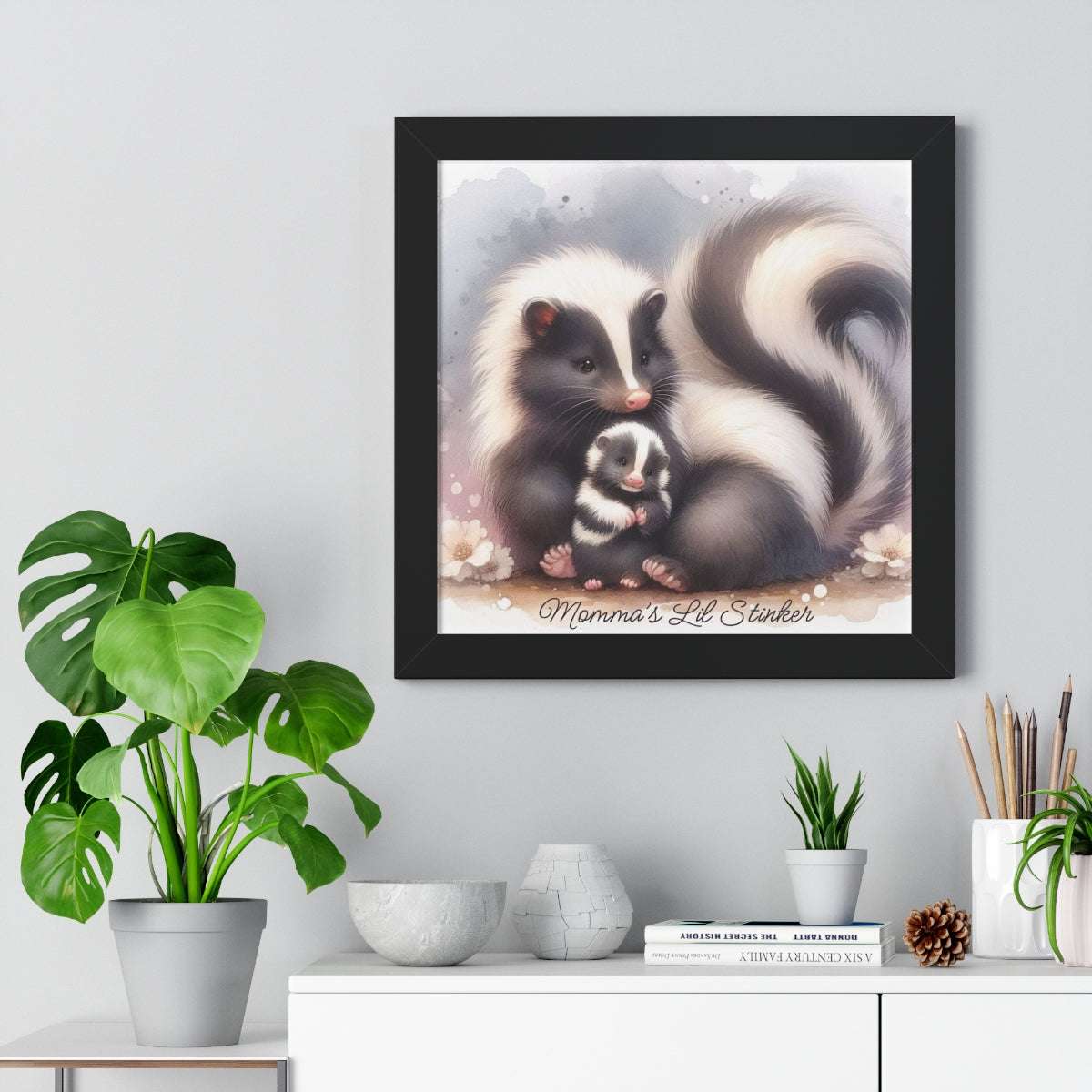 mommy and me, mommas lil stinker, framed poster print, wall art, home decor 16"x16", 