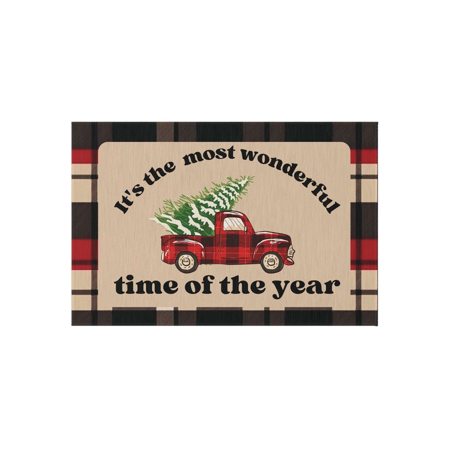 it's the most wonderful time of the year, christmas doormat, holiday home, outdoor decor, indoor decor, christmas truck