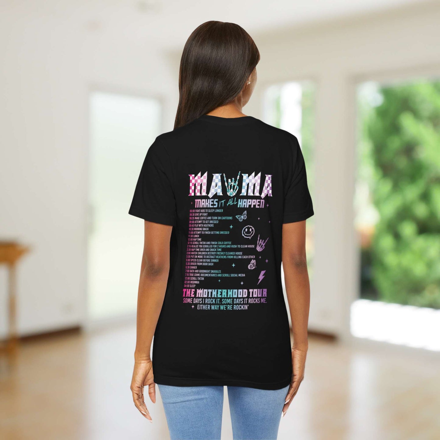 mama, motherhood tour, women's tee, color black, mothers day, gift,  birthday