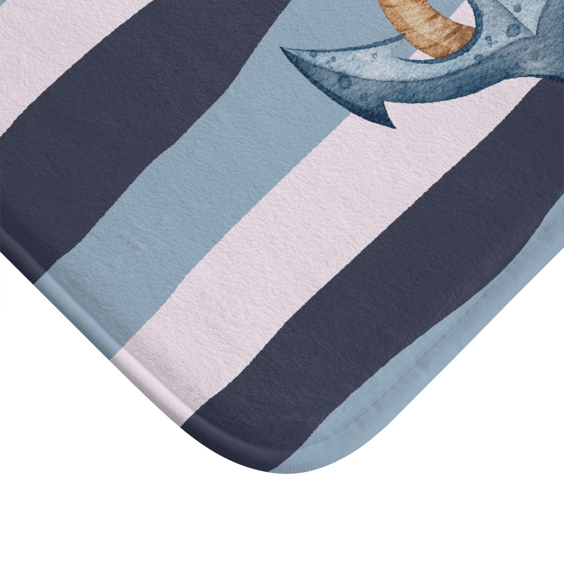 nautical bathroom, bathmat, coastal theme, anchor, anti-slip mat