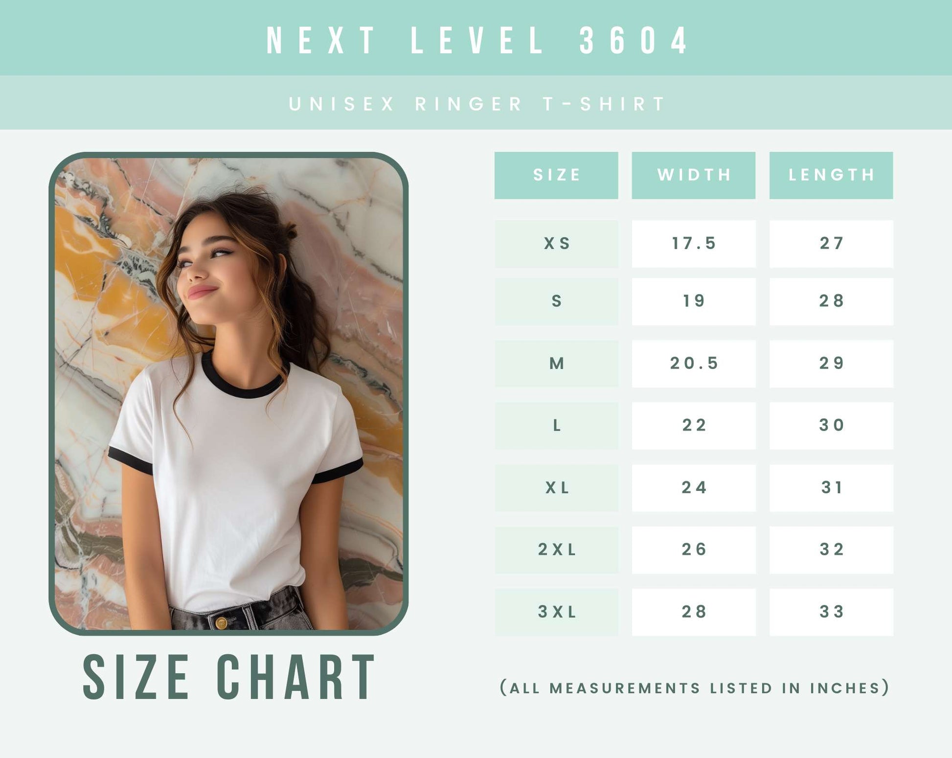 next level ringer tee size chart