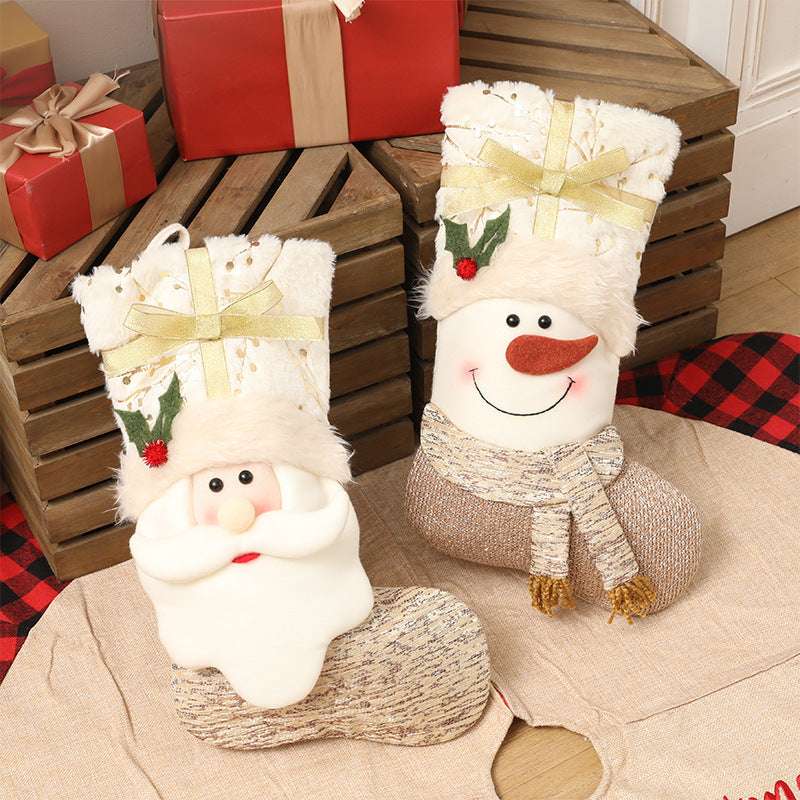 nordic style christmas stockings, snowman or santa, neutral tones