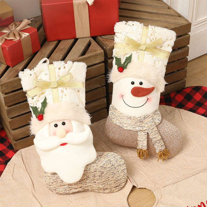 nordic style christmas stockings, snowman or santa, neutral tones