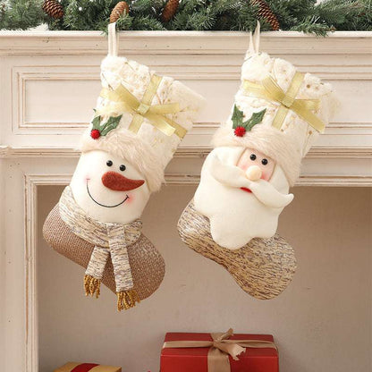 nordic style christmas stockings, snowman or santa, neutral tones