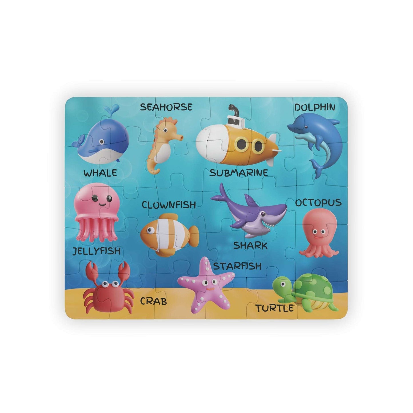 ocean animals, kids puzzle, toddler puzzle, educational, 30 pc,