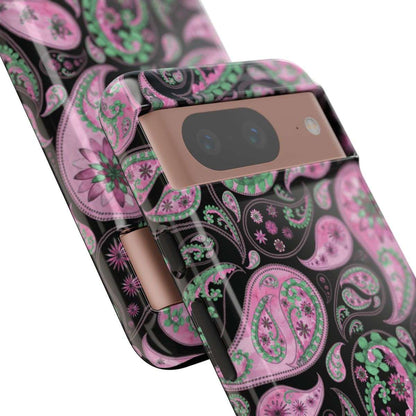 paisley pink cell phone case, tough case, cell phone accessories, google pixel 8