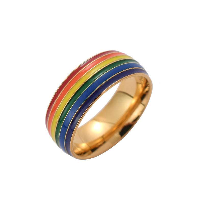 rainbow pride ring, unisex, sizes 6-12, pride event accessory, gold