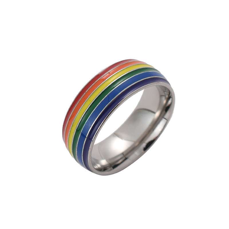 rainbow pride ring, unisex, sizes 6-12, pride event accessory, silver