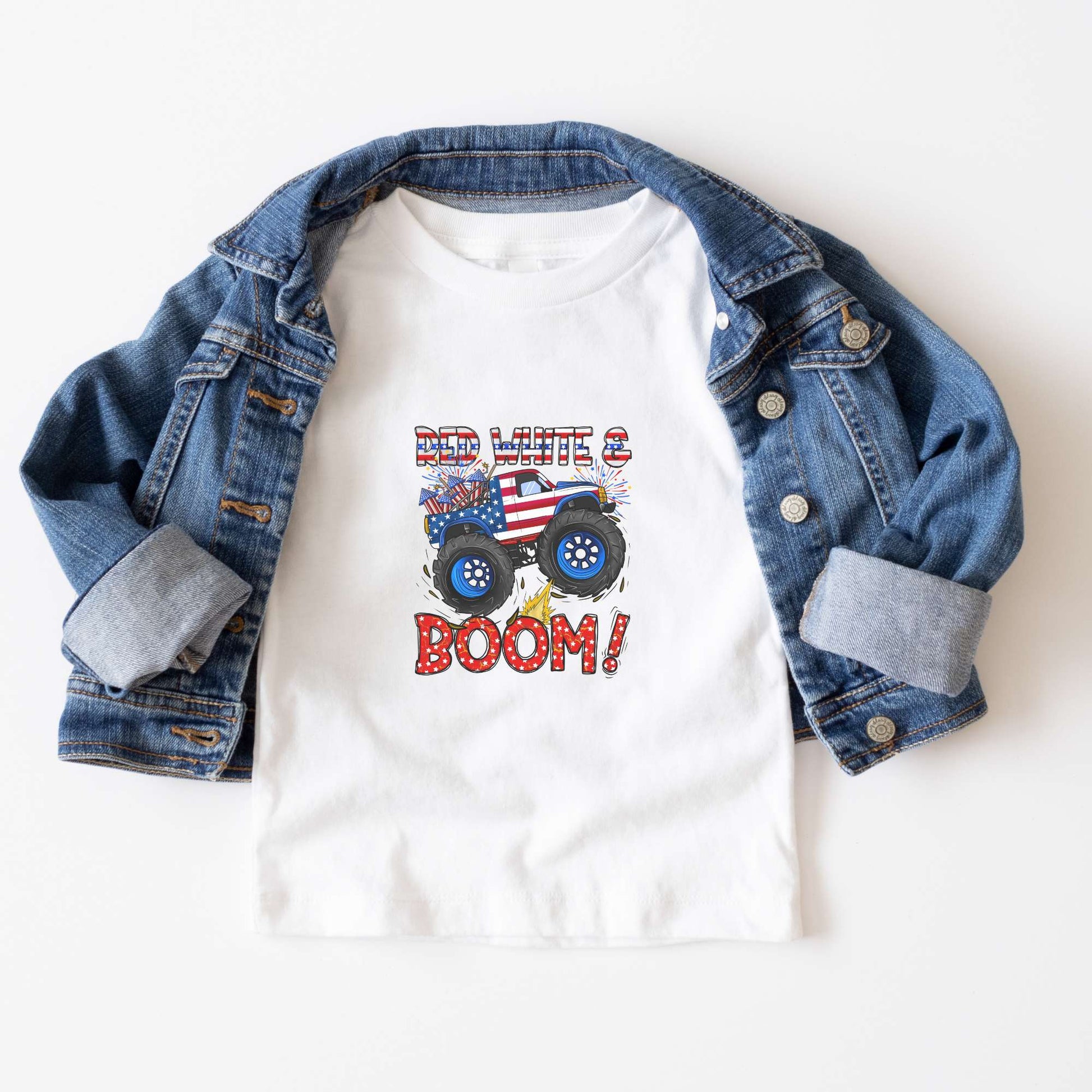 Red, White and Boom, toddler boys tshirt, fourth of july, holiday celebration, summer festivities,