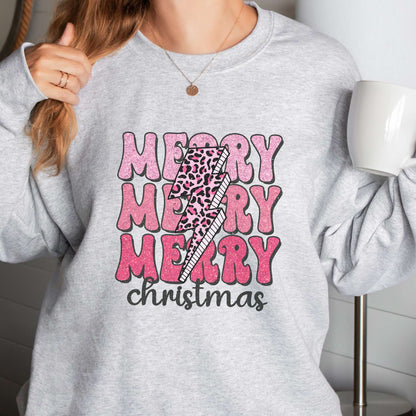 retro merry christmas, women's sweatshirt, holiday apparel, ash