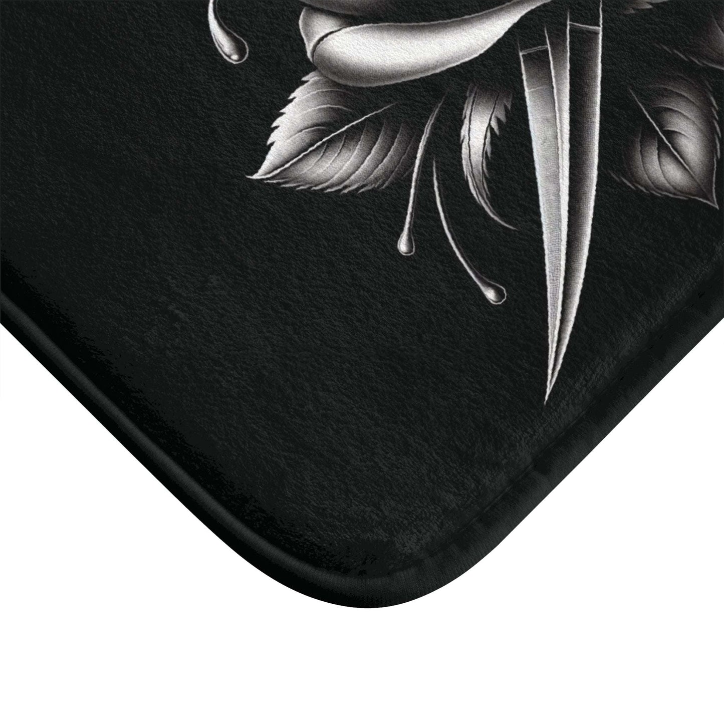 rose and dagger, bathmat, anti slip mat, bathroom decor, black bathroom