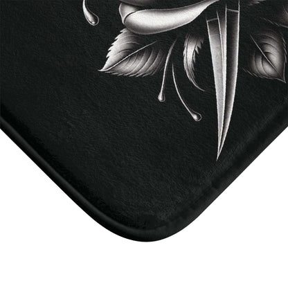 rose and dagger, bathmat, anti slip mat, bathroom decor, black bathroom