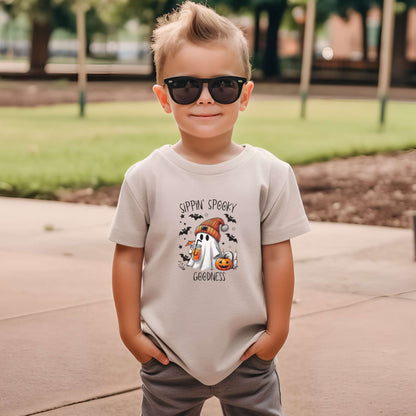 sippin spooky goodness, halloween tee, toddler shirt, heather dust