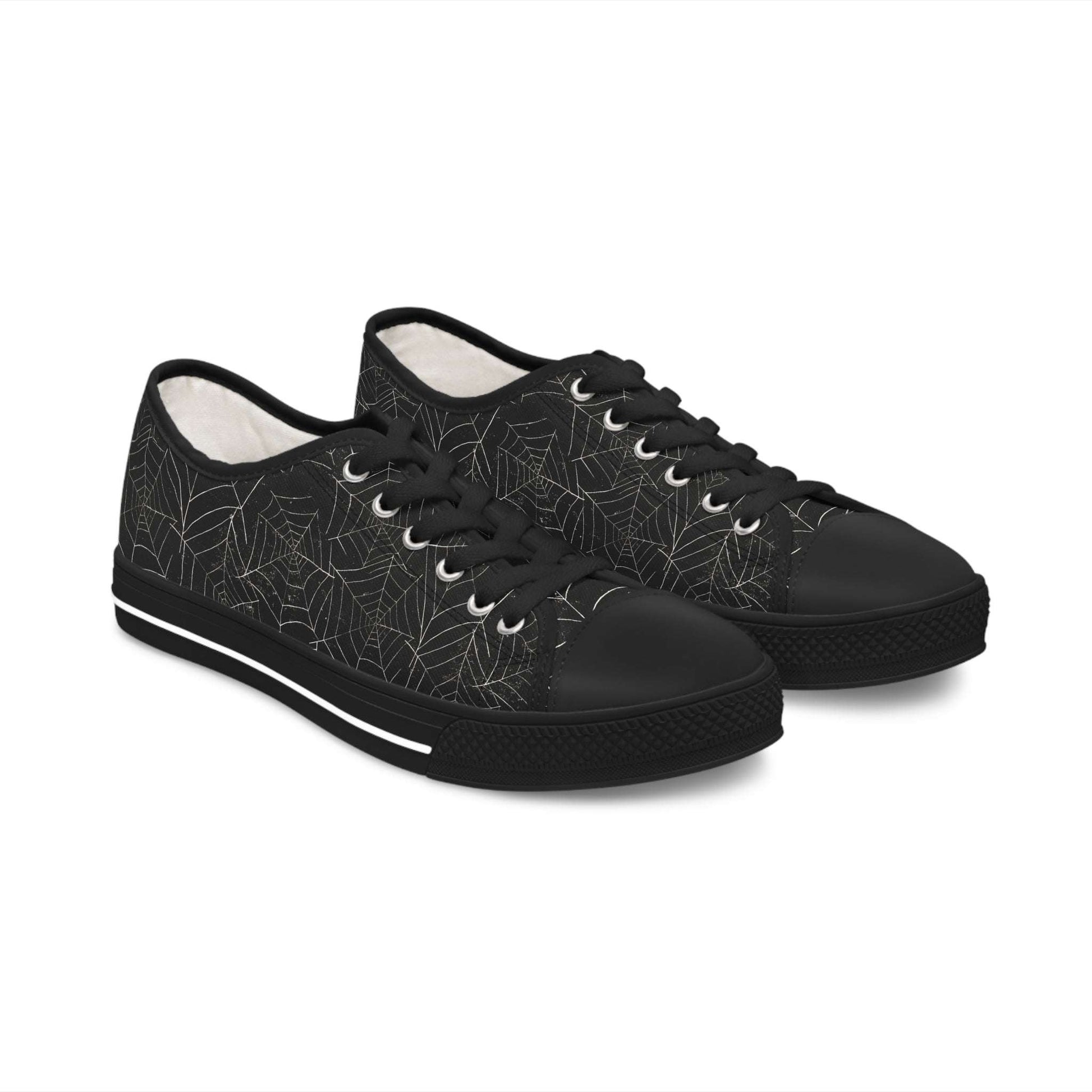 spiderweb design womens low top sneakers, sizes 5.5-12, black soles