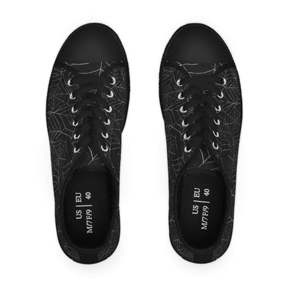 spiderweb design womens low top sneakers, sizes 5.5-12, black soles