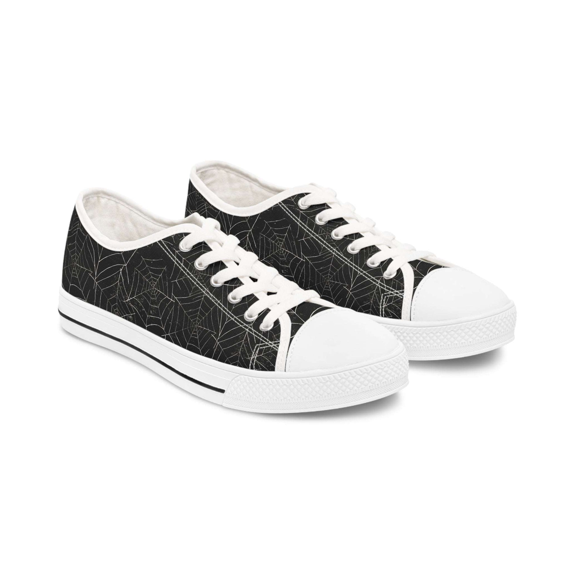 spiderweb design womens low top sneakers, sizes 5.5-12, white soles