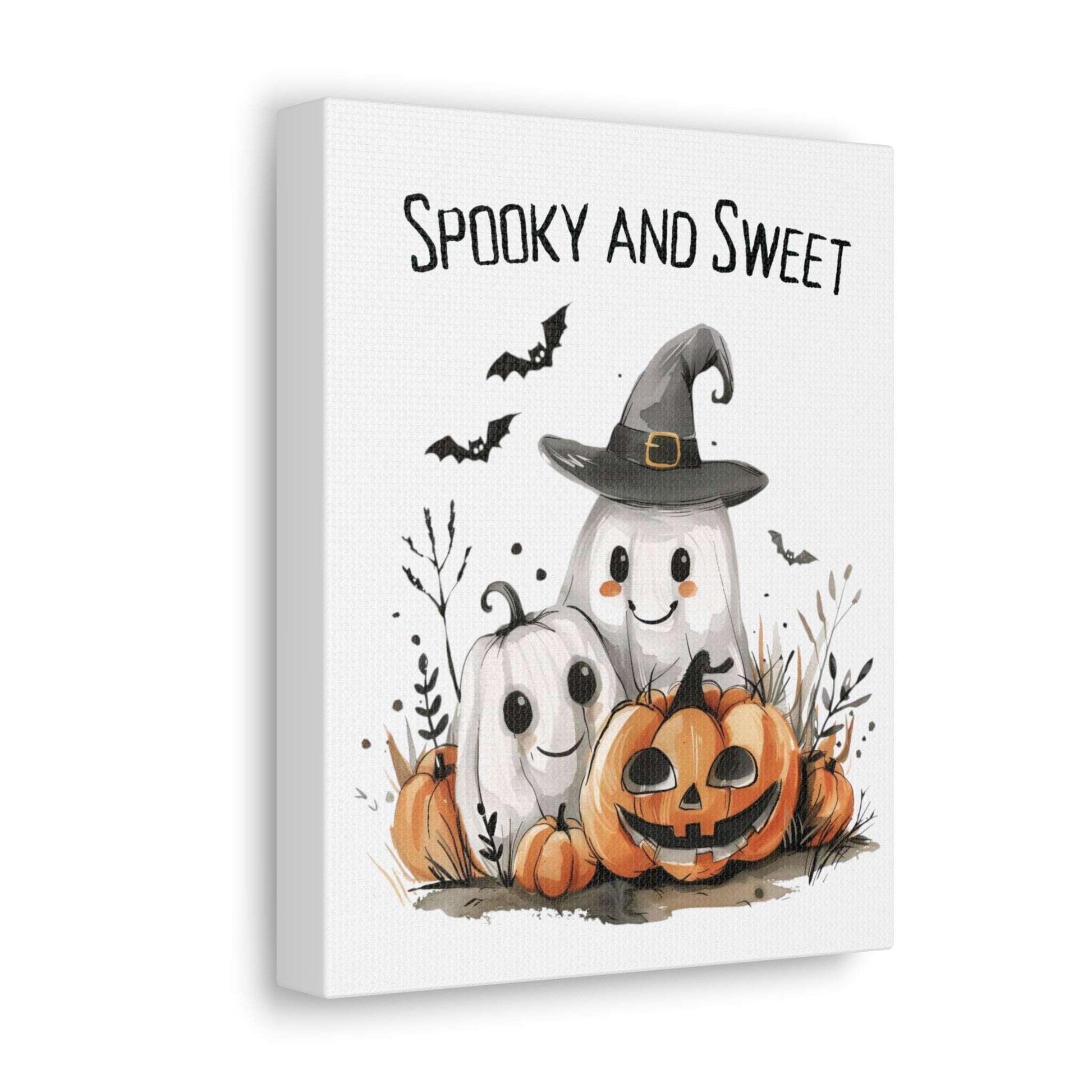 spooky and sweet, canvas art print, halloween decor, 8"x10"