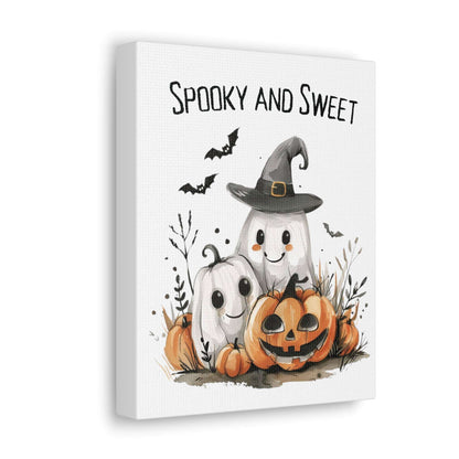 spooky and sweet, canvas art print, halloween decor, 8"x10"