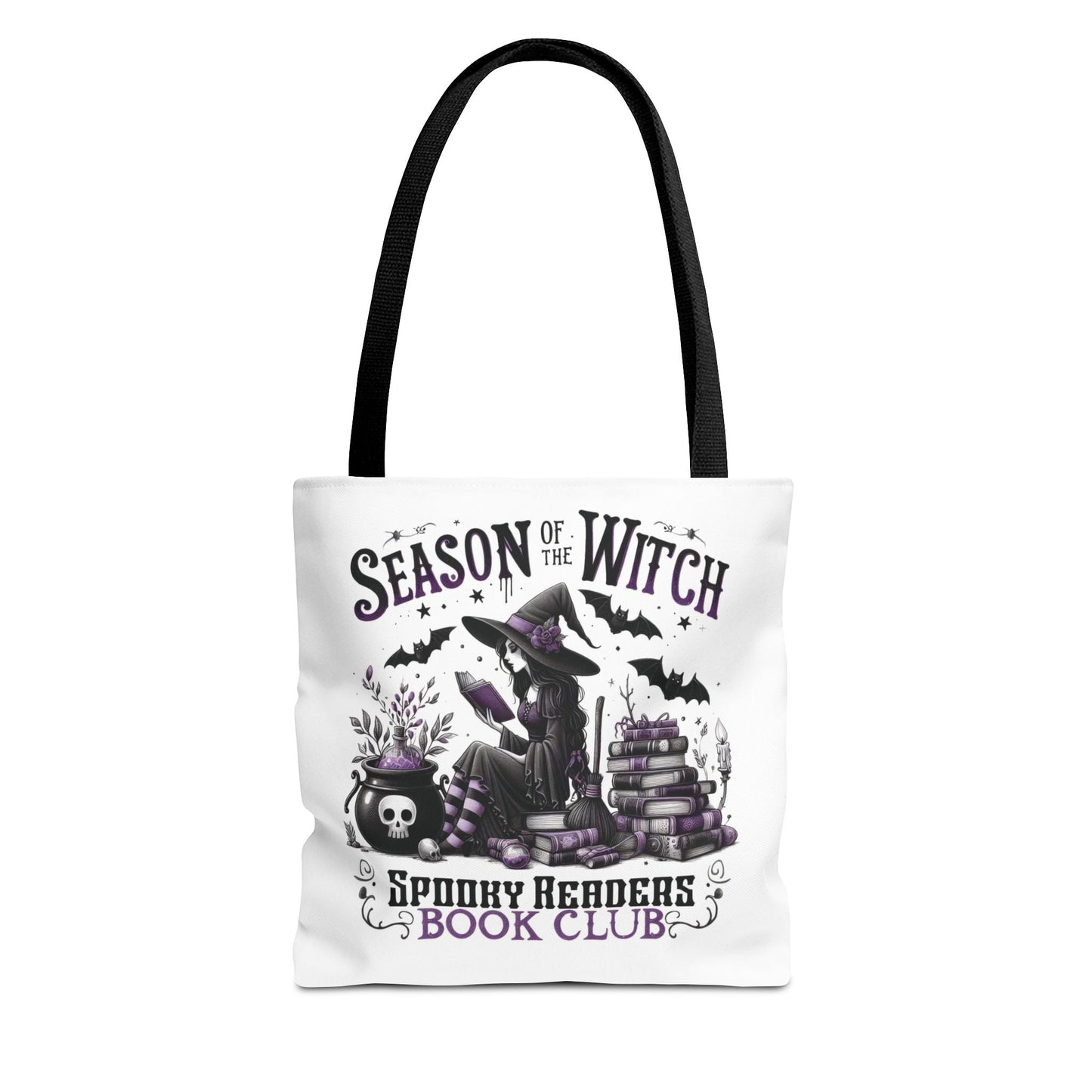 season of the witch, spooky readers book club, halloween accessories, tote bag, 13inch