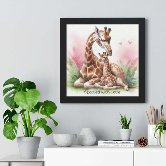 Mommy and Me Watercolor Animals, framed art poster print, 16"x16" various options for animals